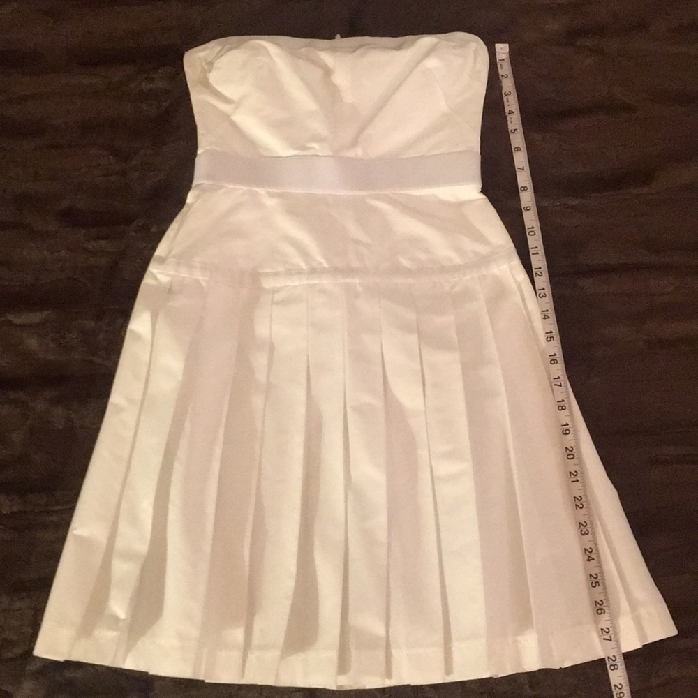 D&G White Strapless Dress with Pleated Skirt